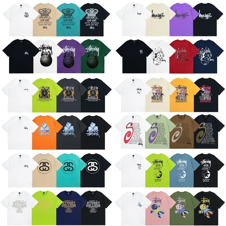 24 new classic short-sleeved stu skull plaid spider tai chi parade stu S t-shirt top trend 2