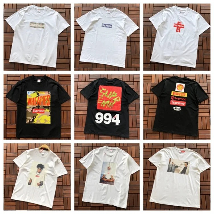 Cross-border original beauty trend Sup letter printing BOX high short-sleeved T-shirt for men and women loose street fashion one piece dropshipping 3