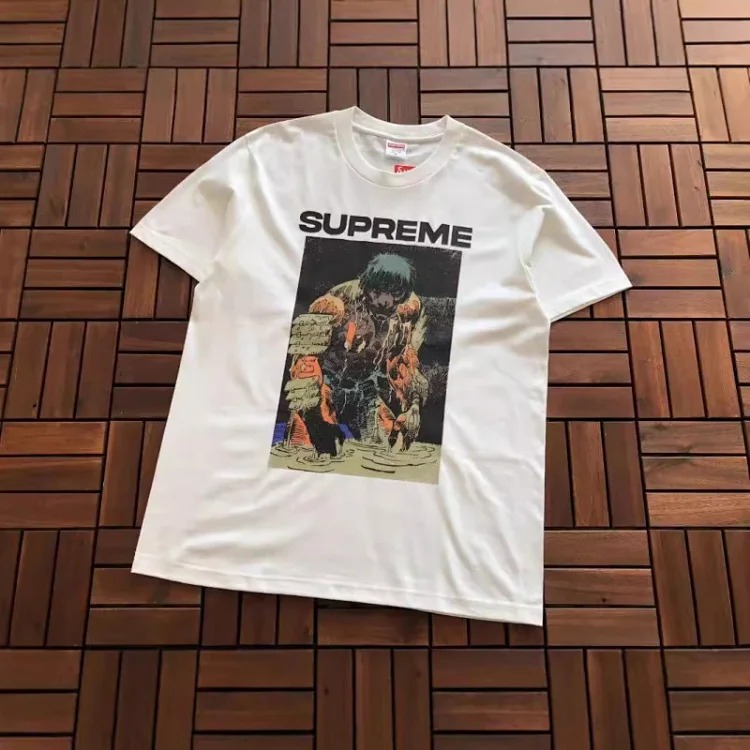Cross-border original beauty trend Sup letter printing BOX high short-sleeved T-shirt for men and women loose street fashion one piece dropshipping 3