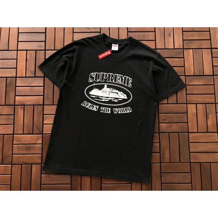 Cross-border original beauty trend Sup letter printing BOX high short-sleeved T-shirt for men and women loose street fashion one piece dropshipping 3