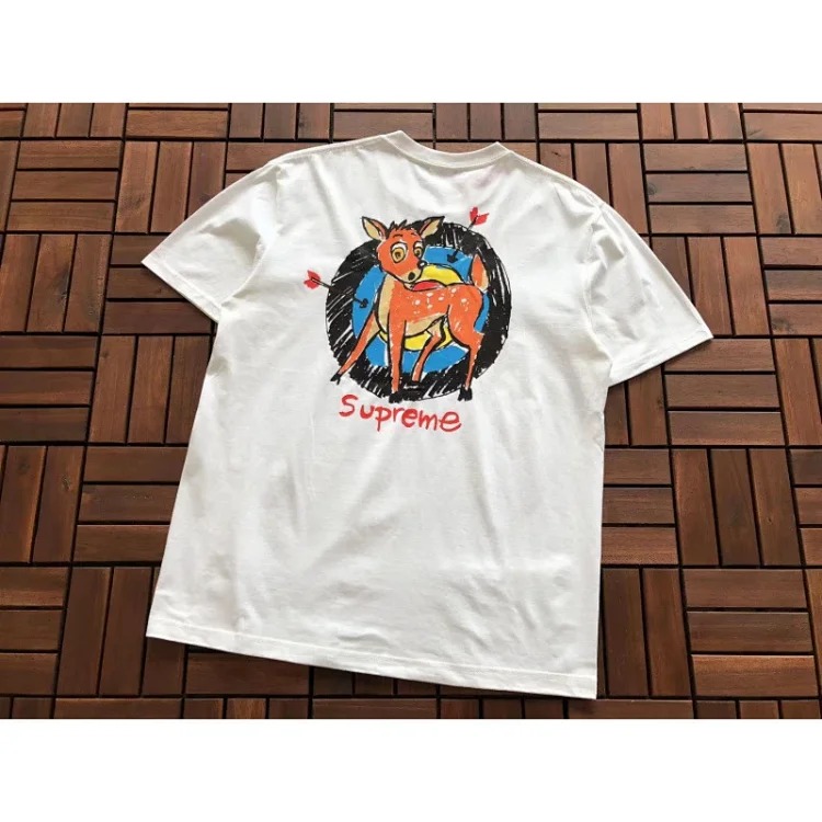 Cross-border original beauty trend Sup letter printing BOX high short-sleeved T-shirt for men and women loose street fashion one piece dropshipping 3