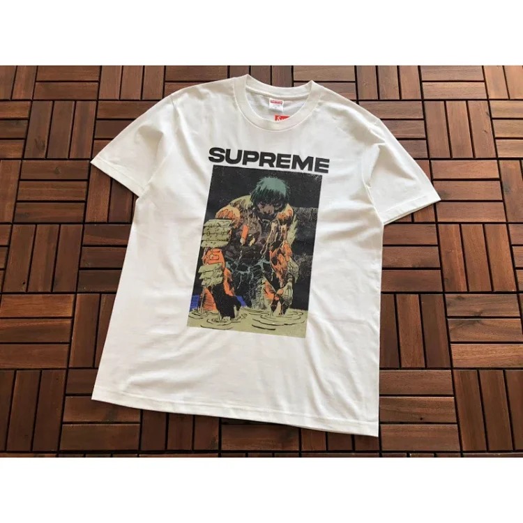 Cross-border original beauty trend Sup letter printing BOX high short-sleeved T-shirt for men and women loose street fashion one piece dropshipping 3