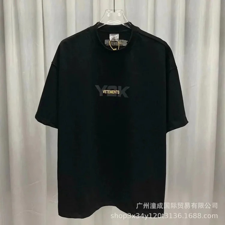Wholesale collection VTM European and American trendy brand retro washed letter embroidery OS male and female couple loose short-sleeved T-shirt