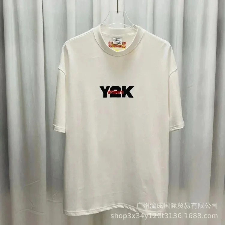 Wholesale collection VTM European and American trendy brand retro washed letter embroidery OS male and female couple loose short-sleeved T-shirt