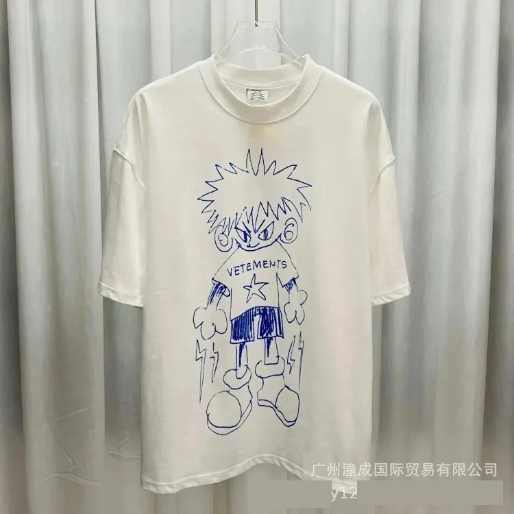 Wholesale collection VTM European and American trendy brand retro washed letter embroidery OS male and female couple loose short-sleeved T-shirt