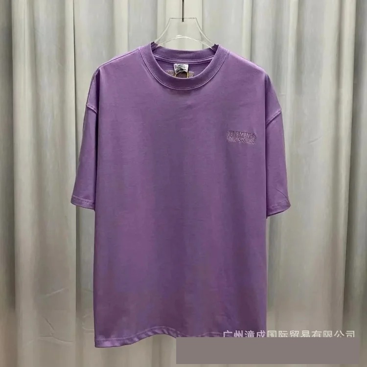 Wholesale collection VTM European and American trendy brand retro washed letter embroidery OS male and female couple loose short-sleeved T-shirt
