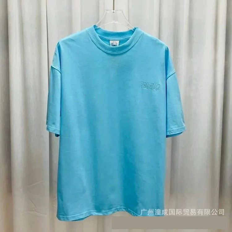 Wholesale collection VTM European and American trendy brand retro washed letter embroidery OS male and female couple loose short-sleeved T-shirt