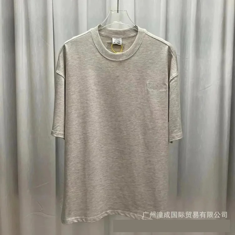 Wholesale collection VTM European and American trendy brand retro washed letter embroidery OS male and female couple loose short-sleeved T-shirt