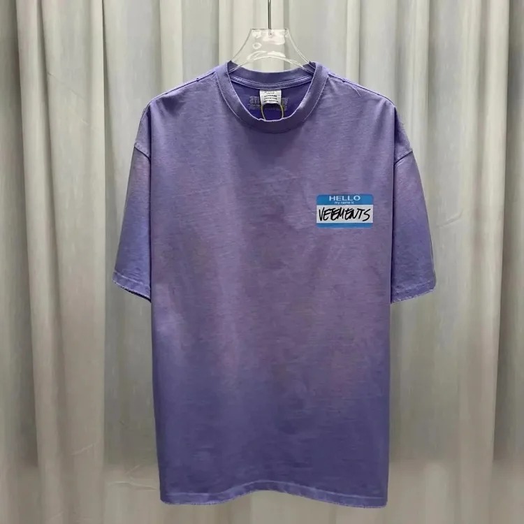 Wholesale collection VTM European and American trendy brand retro washed letter embroidery OS male and female couple loose short-sleeved T-shirt
