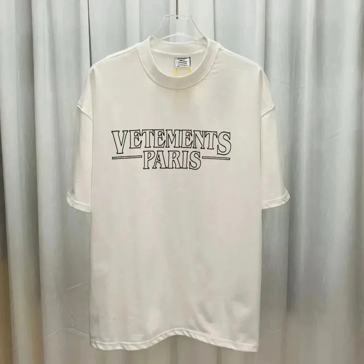 Wholesale collection VTM European and American trendy brand retro washed letter embroidery OS male and female couple loose short-sleeved T-shirt