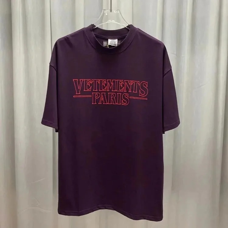 Wholesale collection VTM European and American trendy brand retro washed letter embroidery OS male and female couple loose short-sleeved T-shirt