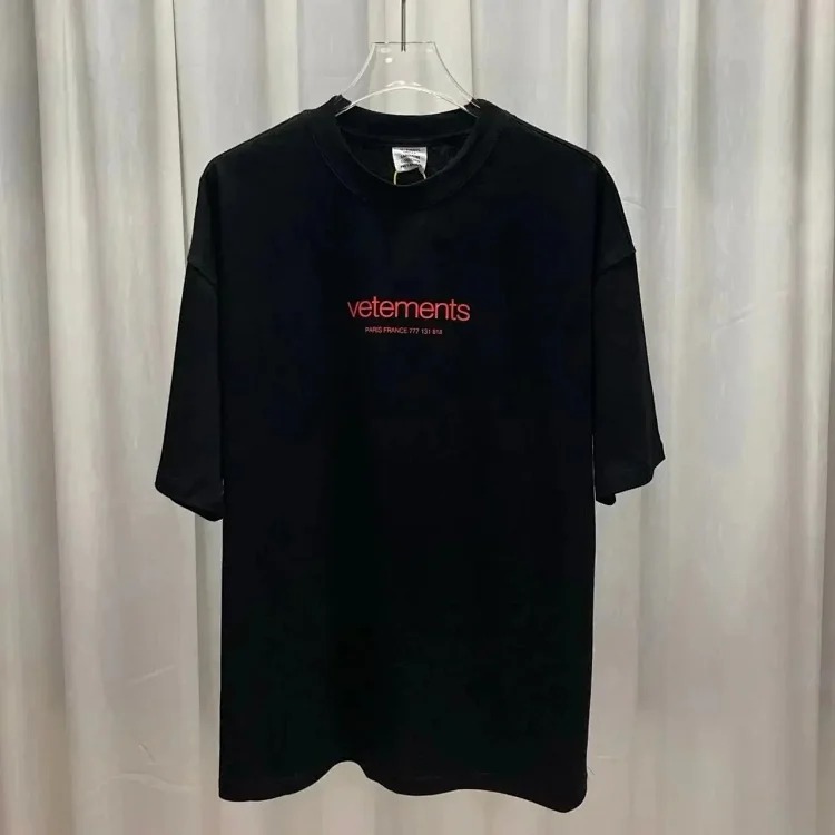 Wholesale collection VTM European and American trendy brand retro washed letter embroidery OS male and female couple loose short-sleeved T-shirt