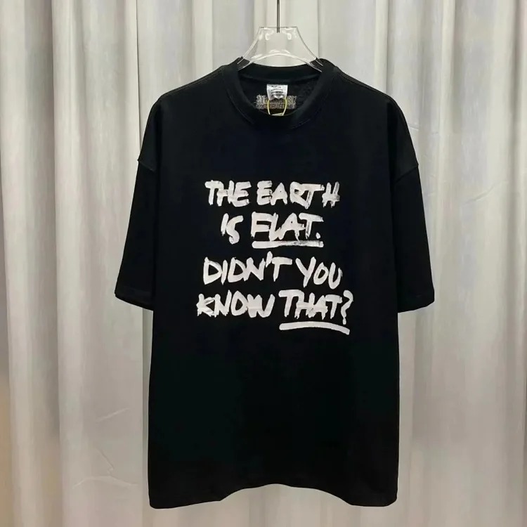 Wholesale collection VTM European and American trendy brand retro washed letter embroidery OS male and female couple loose short-sleeved T-shirt