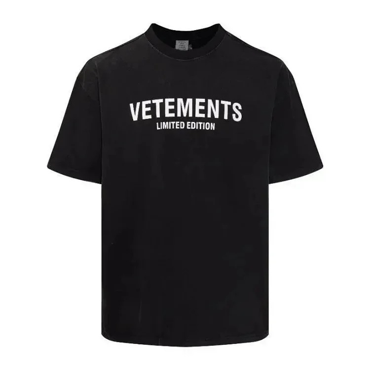 Wholesale collection VTM European and American trendy brand retro washed letter embroidery OS male and female couple loose short-sleeved T-shirt