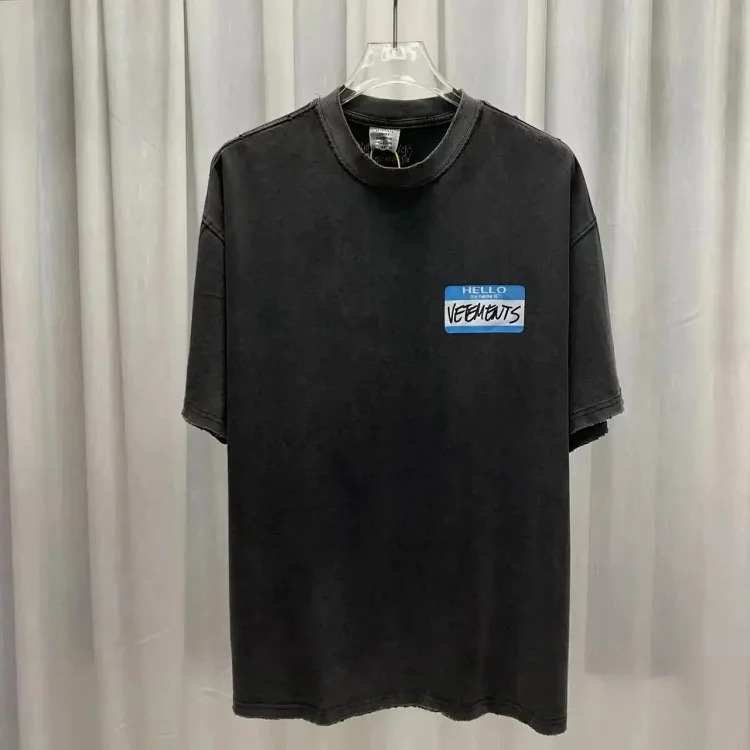 Wholesale collection VTM European and American trendy brand retro washed letter embroidery OS male and female couple loose short-sleeved T-shirt