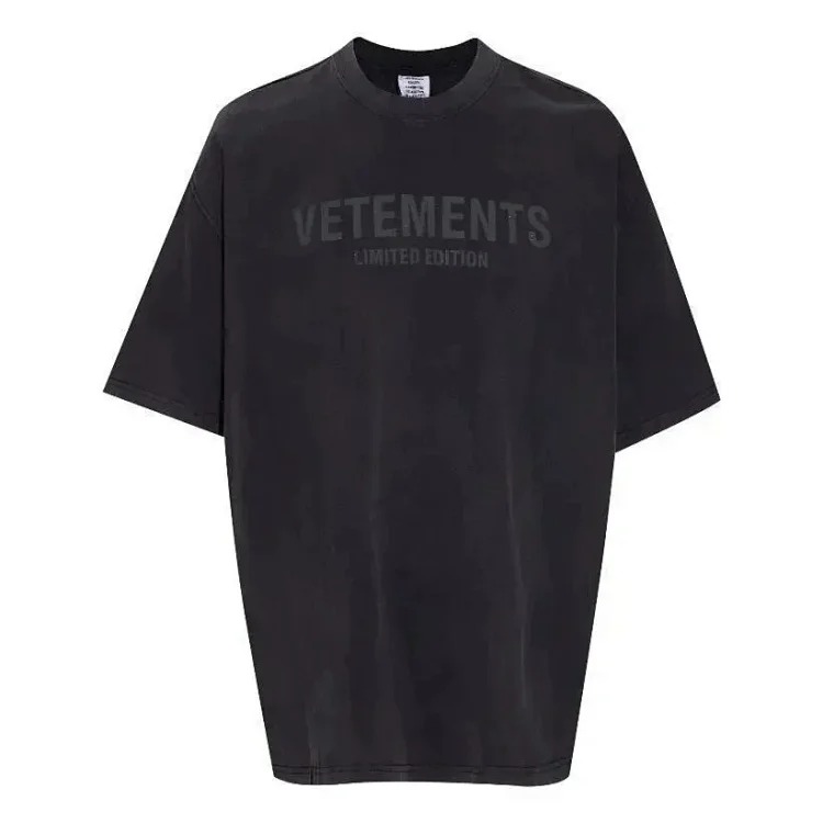 Wholesale collection VTM European and American trendy brand retro washed letter embroidery OS male and female couple loose short-sleeved T-shirt