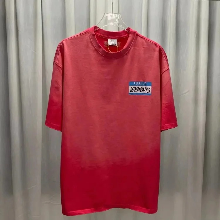 Wholesale collection VTM European and American trendy brand retro washed letter embroidery OS male and female couple loose short-sleeved T-shirt