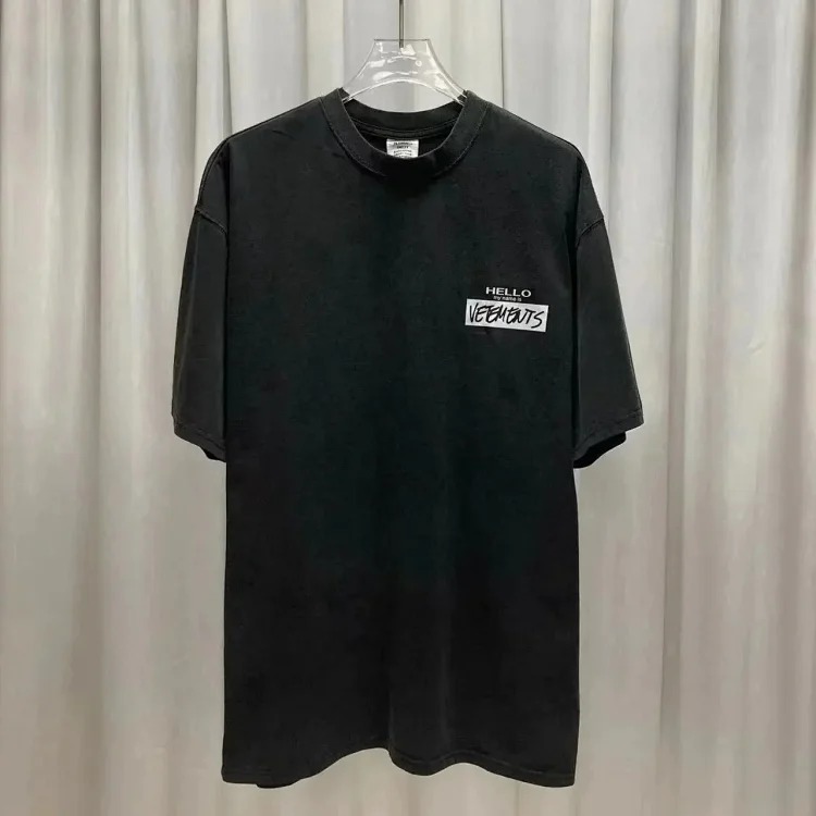 Wholesale collection VTM European and American trendy brand retro washed letter embroidery OS male and female couple loose short-sleeved T-shirt
