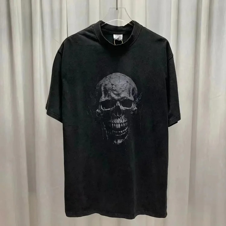 Wholesale collection VTM European and American trendy brand retro washed letter embroidery OS male and female couple loose short-sleeved T-shirt