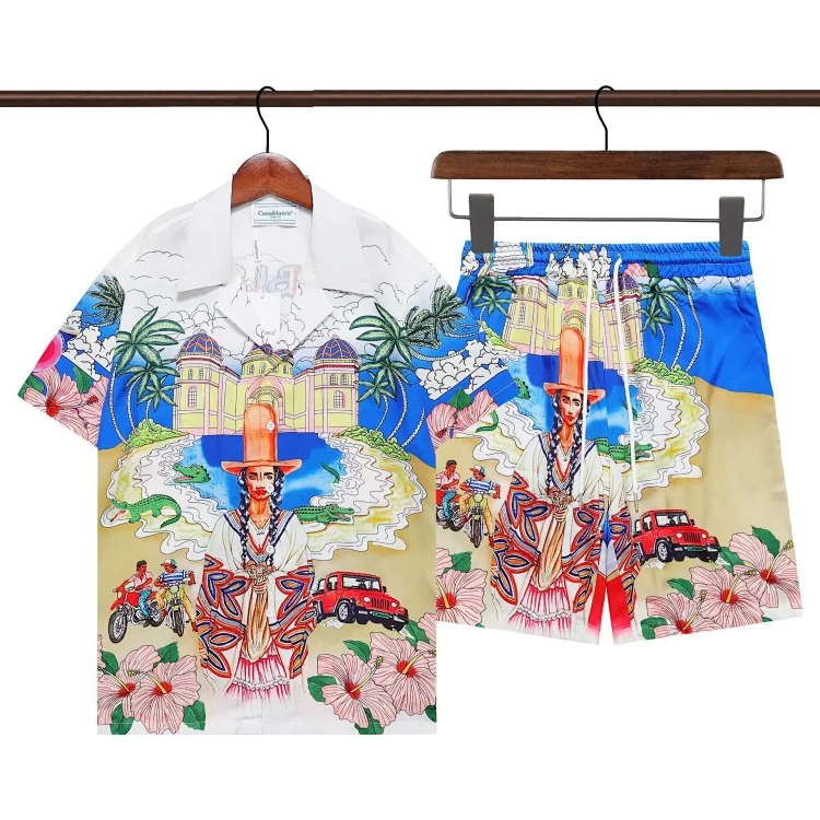 Casa Retro High Street Hip Hop Beach Short-Sleeve Set image 5