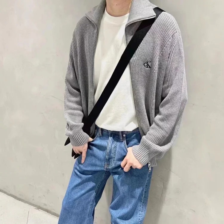 Calvin Klein CK Embroidered Stand Collar Sweater
