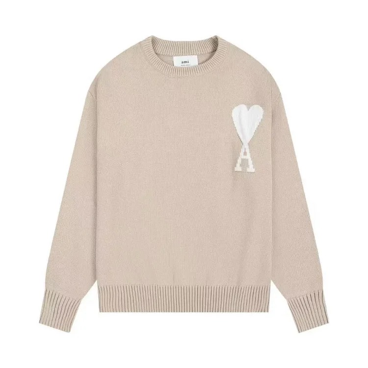 Autumn and winter ΑMI heart classic round neck sweater simple high-end feeling inner top