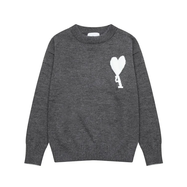 Autumn and winter ΑMI heart classic round neck sweater simple high-end feeling inner top