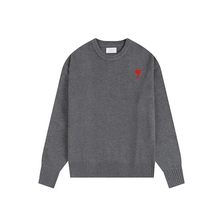 Autumn and winter ΑMI heart classic round neck sweater simple high-end feeling inner top