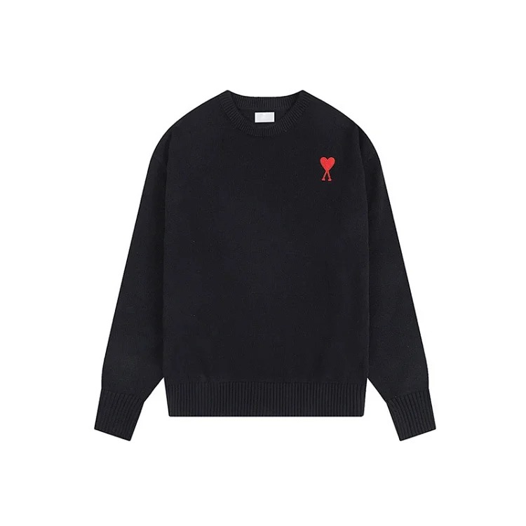 Autumn and winter ΑMI heart classic round neck sweater simple high-end feeling inner top
