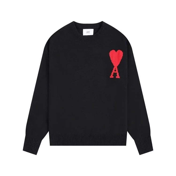 Autumn and winter ΑMI heart classic round neck sweater simple high-end feeling inner top