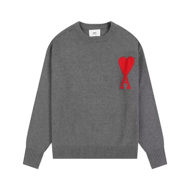 Autumn and winter ΑMI heart classic round neck sweater simple high-end feeling inner top