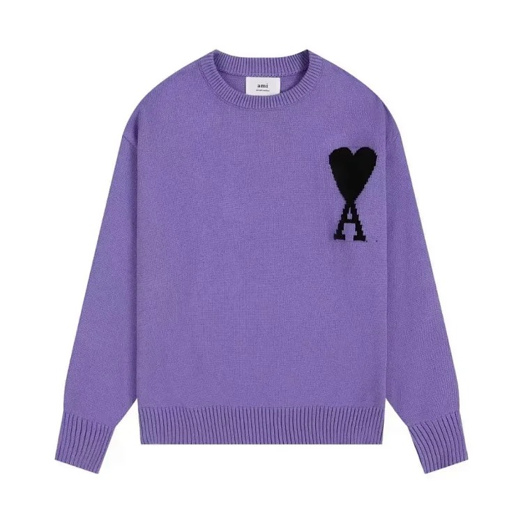 Autumn and winter ΑMI heart classic round neck sweater simple high-end feeling inner top
