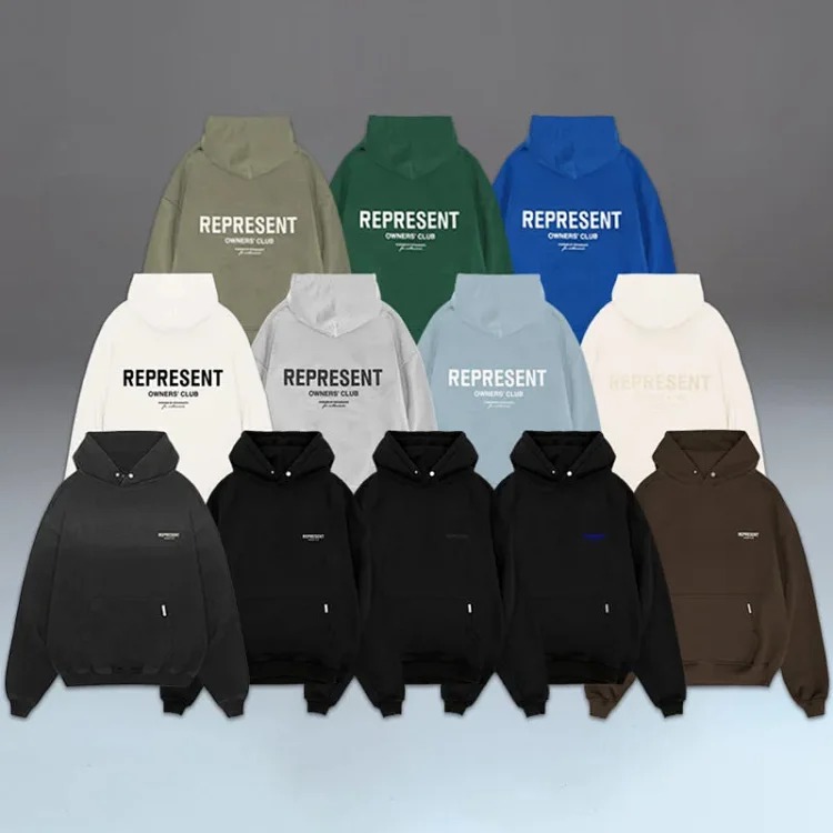 Lili-Represent basic classic letter print high street fashion brand simple and versatile couple hooded sweatshirt hoodie