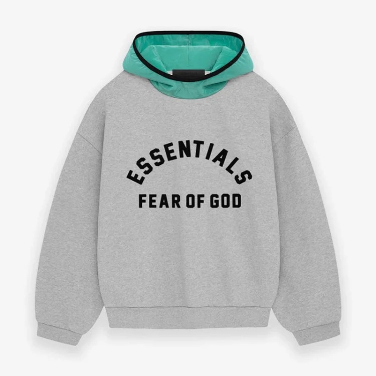 2024SS contrasting color nylon flannel hooded sweatshirt ESSENTIALS trendy brand hoodie cross-border
