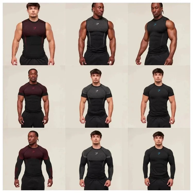 Stretch Seamless Men's Muscle Sports Fitness Running Training Clothing