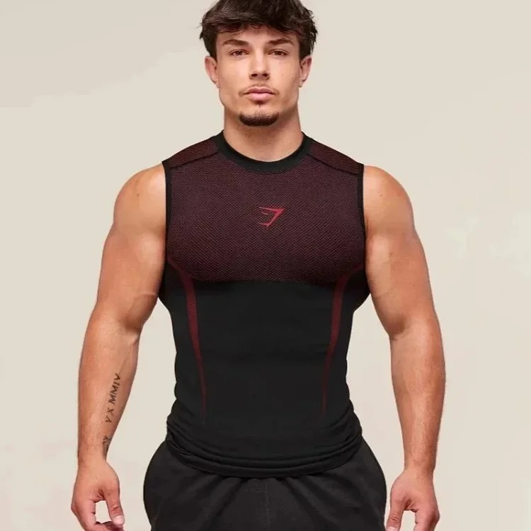 Stretch Seamless Men's Muscle Sports Fitness Running Training Clothing image 2