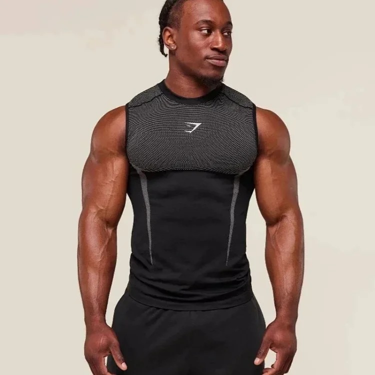 Stretch Seamless Men's Muscle Sports Fitness Running Training Clothing image 3