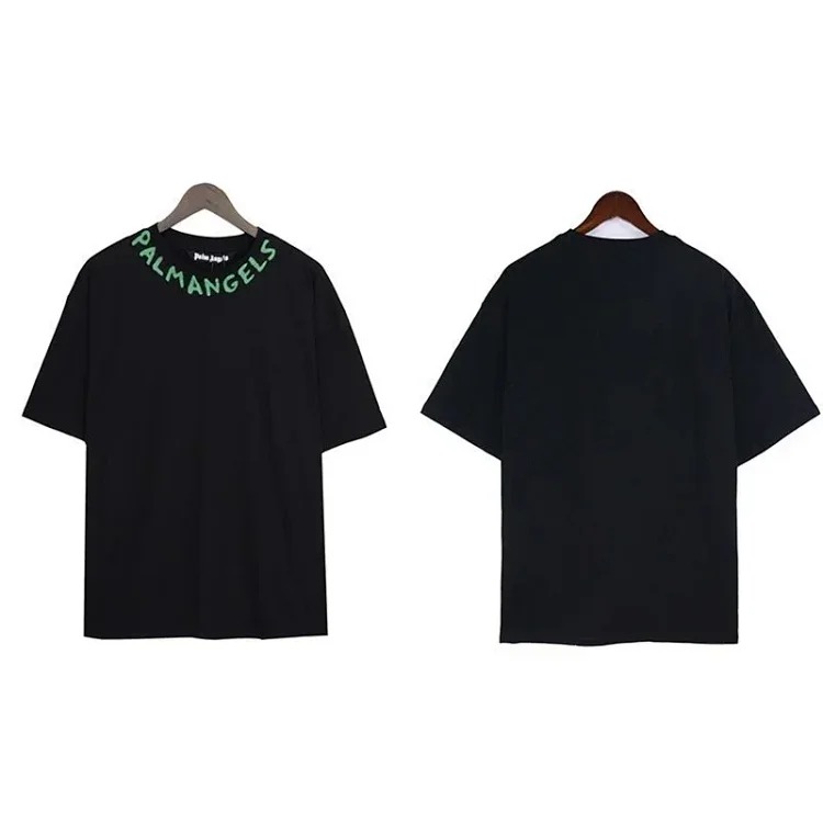 Lettered pure cotton short-sleeved T-shirt for men and women, new summer loose top for couples - CY image 2