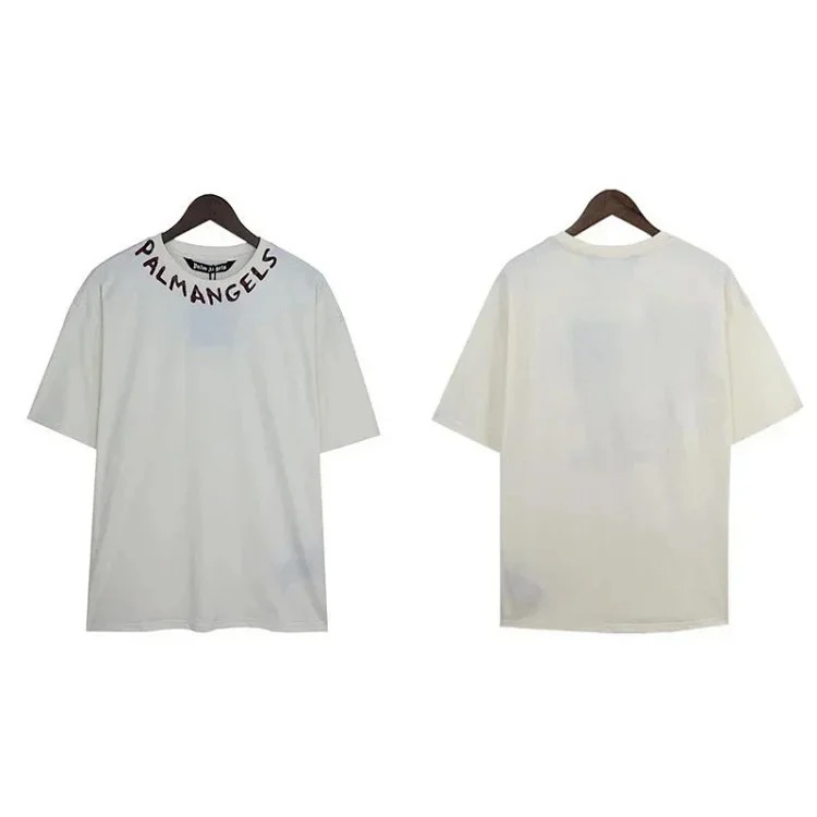 Lettered pure cotton short-sleeved T-shirt for men and women, new summer loose top for couples - CY image 3