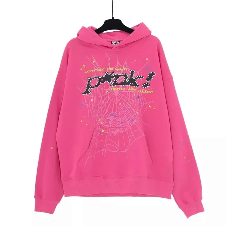 Sp5der 555 foam printed street loose hooded sweatshirt for men and women casual trousers suit image 2