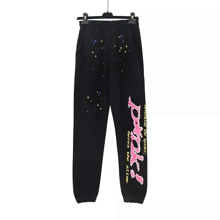 Sp5der 555 foam printed street loose hooded sweatshirt for men and women casual trousers suit image 5