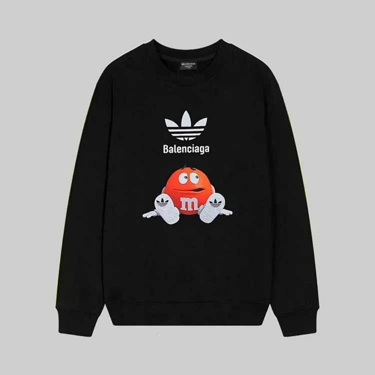 Cross-border B home 24SS autumn double B retro print graffiti 380g double-strand large terry long-sleeved T-shirt for men and women