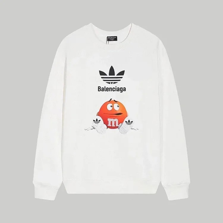 Cross-border B home 24SS autumn double B retro print graffiti 380g double-strand large terry long-sleeved T-shirt for men and women