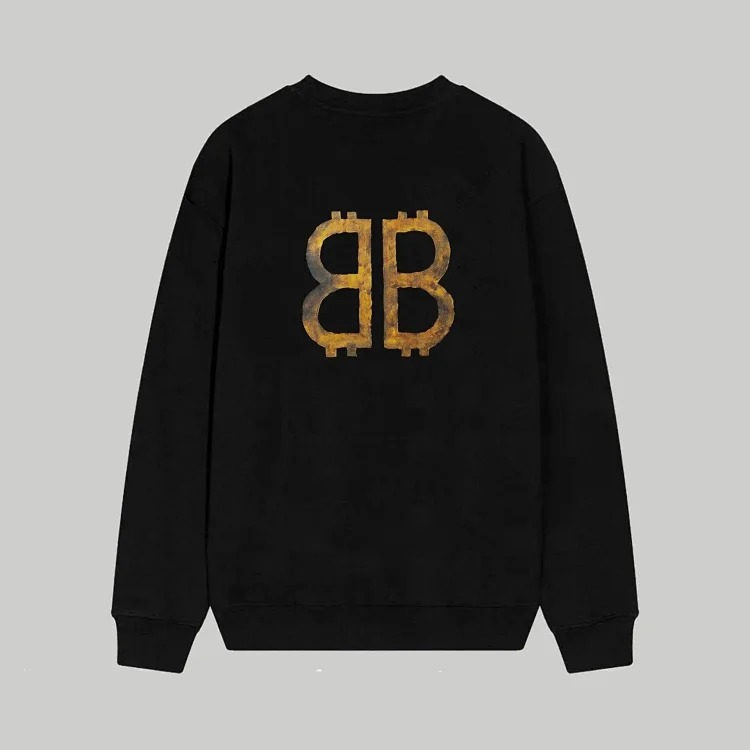 Cross-border B home 24SS autumn double B retro print graffiti 380g double-strand large terry long-sleeved T-shirt for men and women