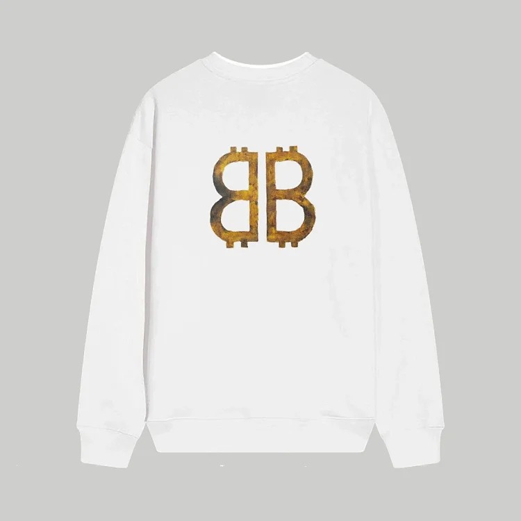 Cross-border B home 24SS autumn double B retro print graffiti 380g double-strand large terry long-sleeved T-shirt for men and women