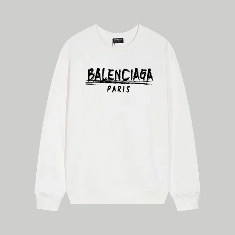 Cross-border B home 24SS autumn double B retro print graffiti 380g double-strand large terry long-sleeved T-shirt for men and women