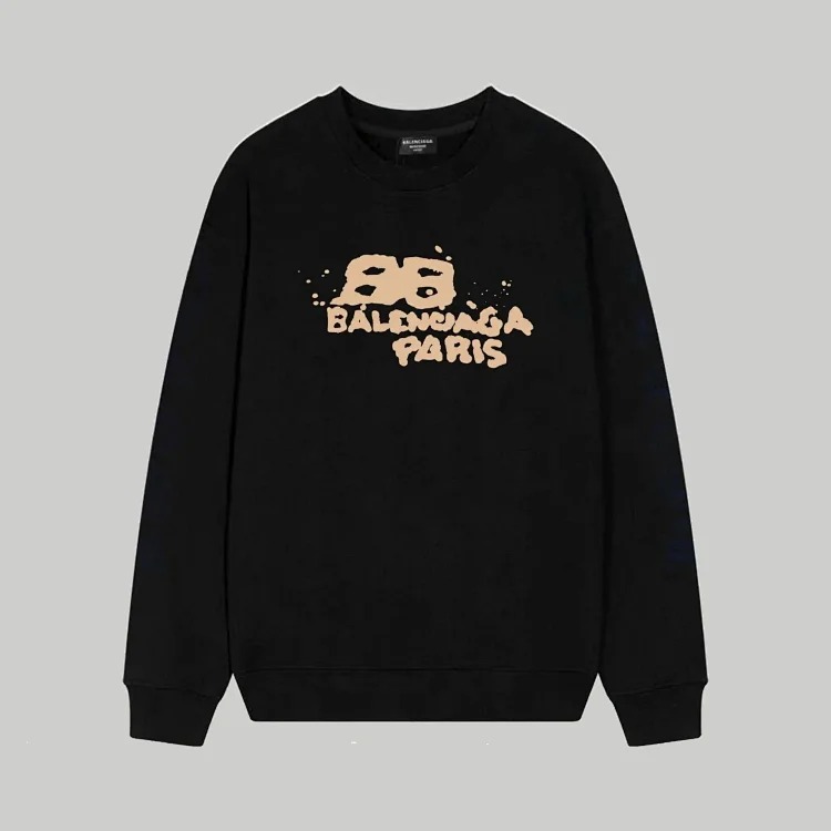 Cross-border B home 24SS autumn double B retro print graffiti 380g double-strand large terry long-sleeved T-shirt for men and women