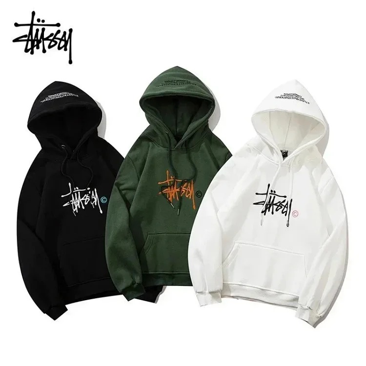 Embroidered fleece hooded fashionable sweatshirt for men and women