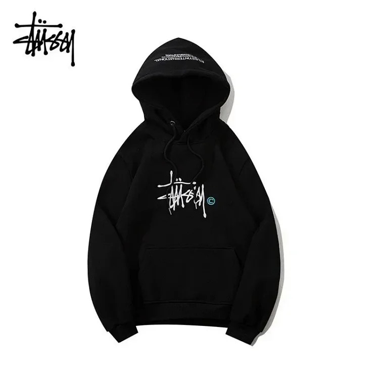 Embroidered fleece hooded fashionable sweatshirt for men and women