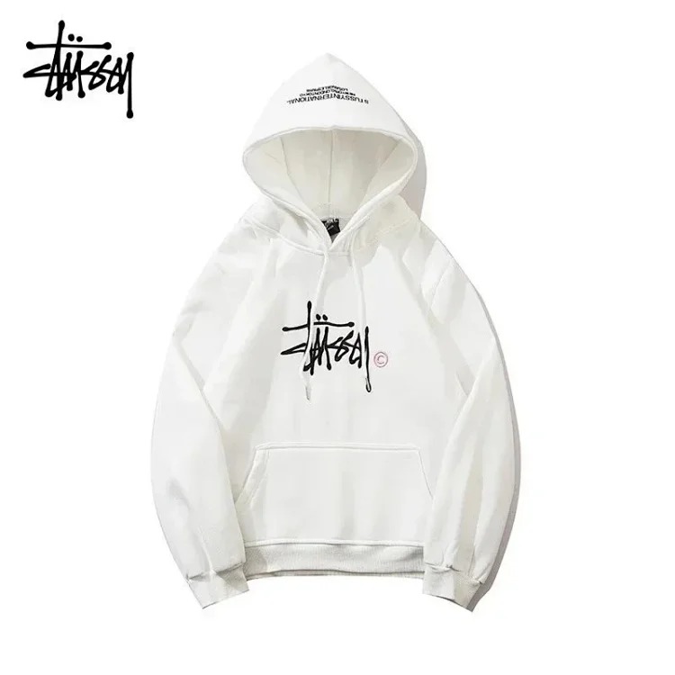 Embroidered fleece hooded fashionable sweatshirt for men and women